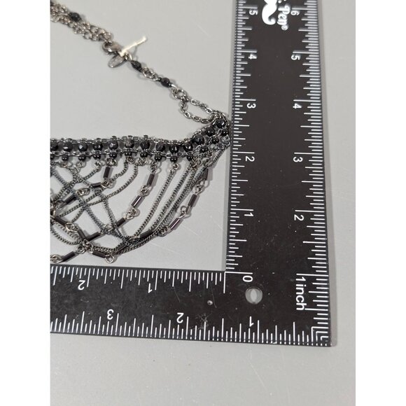 Lia Sophia Dark Magic Necklace Black Glass Bead Drape Chain Gothic Choker 17" - Picture 7 of 7